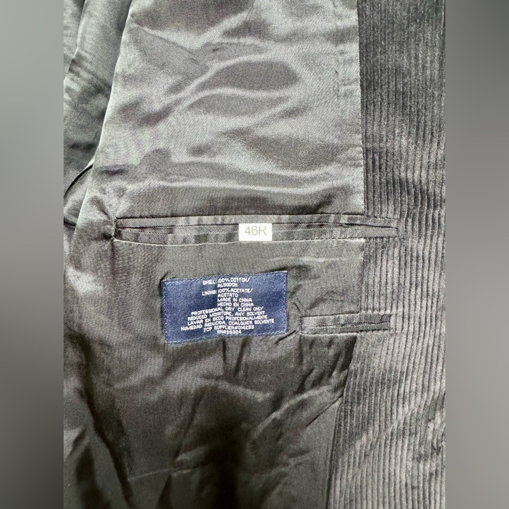 Stafford Blazer Sport Coat Mens 46R Black Corduroy Classic Fit - Picture 12 of 12